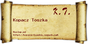 Kopacz Toszka névjegykártya